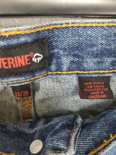 Neu mit Etikett Wolverine 5-Pocket traditionelle Passform gerades Bein Jeans 100 % Baumwolle Größe 34/30 - Bild 6 von 8