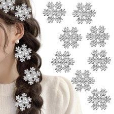 Christmas Sparkly Rhinestone Snowflake Hair Clip Hair Barrettes, Metal Alliga...