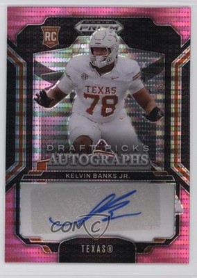 2025 Prizm Draft Picks Neon Pink Pulsar 2/15 Kelvin Banks Jr Rookie Auto RC rf2