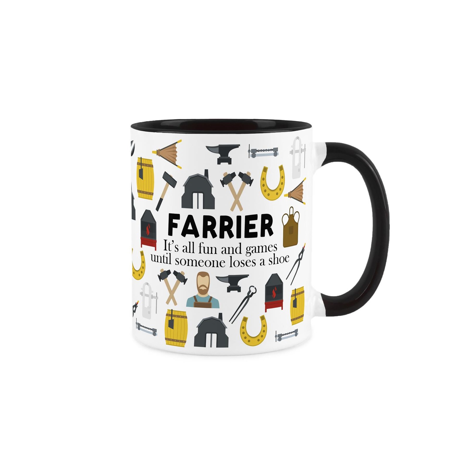 Farrier Mug - Humourous Horse Equine Jobs Novelty Black Ceramic Mug Gifts