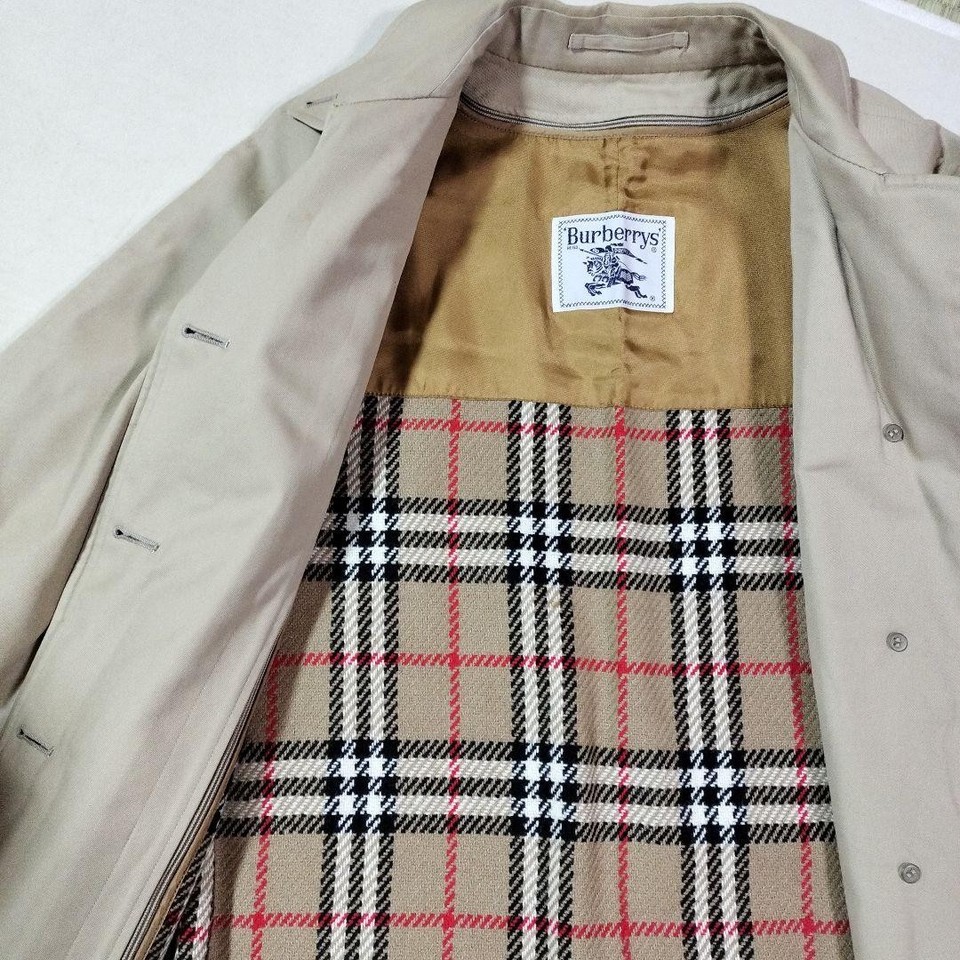 Burberry Trench Coat Check Pattern Buttons Collared Beige Size 40 For ...