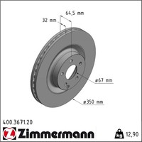 2X Zimmermann 400.3671.20 Bremsscheibe FüR Mercedes Benz E Klasse CLS W211 S211