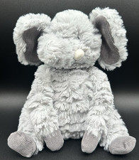 First Impressions Textured Plush Gray Sitting Elephant Pinwale Corduroy Tusks 8"