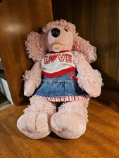 Vintage Build A Bear Pink Curly French Poodle with Skirt  Shirt Plush 18" Barks