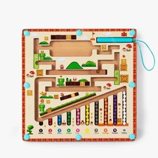 Magnetic Color and Number Maze, Montessori Wooden Toddler Magnet Puzzle Game