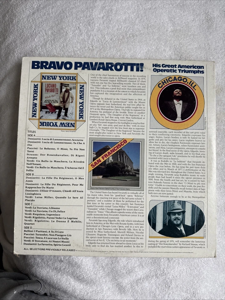 Luciano Pavarotti, BRAVO PAVAROTTI! - Poster Included - London Record - 12" - Image 2 of 4