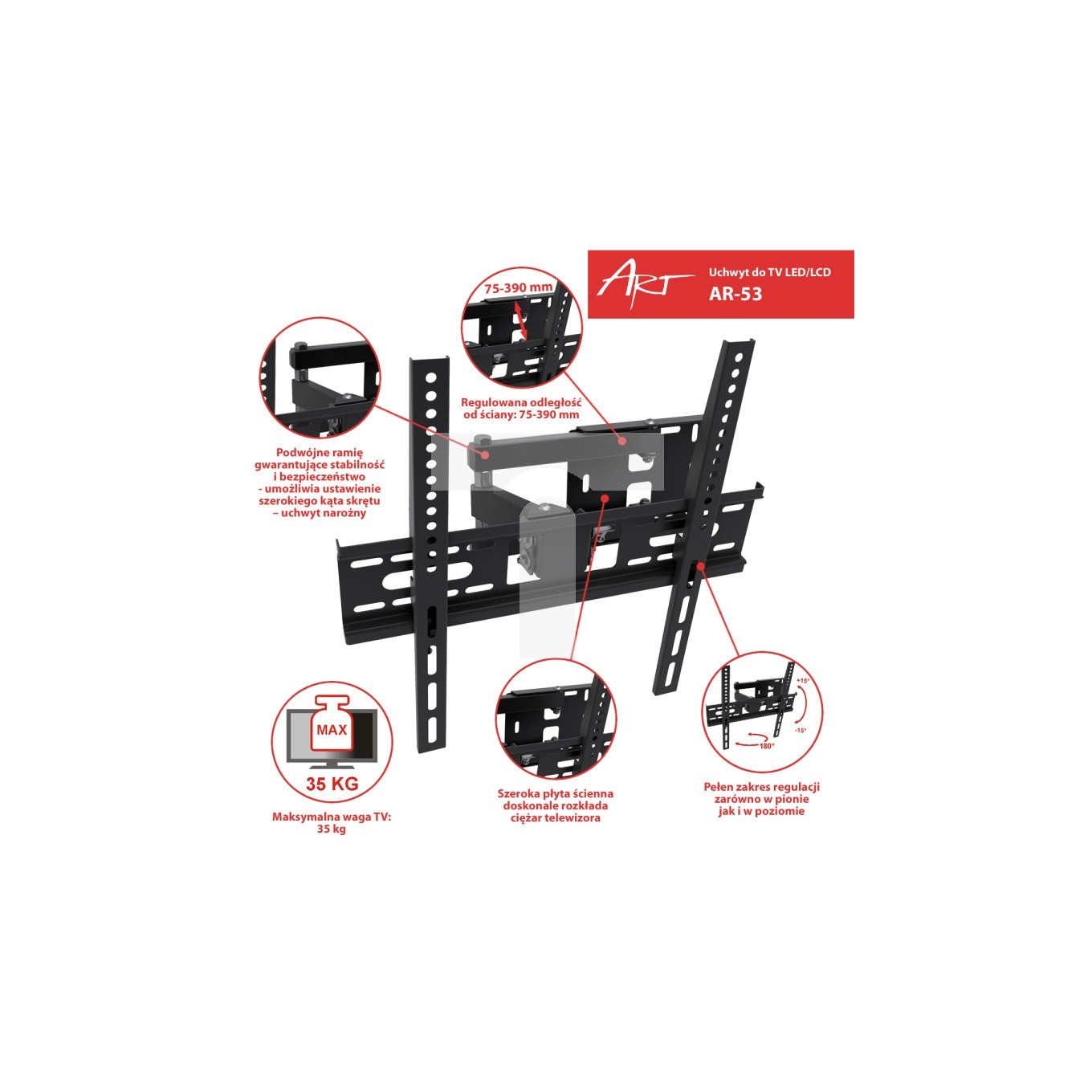 Art Schwarz Uchwyt Do Tv Lcd/Led 22-55' (Ar-5 - Bild 2