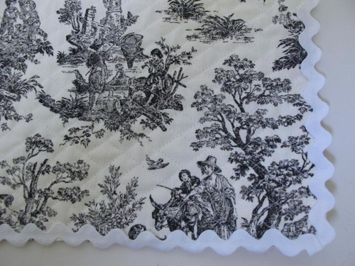 Set of 8 Reversible Toile Placemats in Red Toile and Black Toile Prints Ric Rac - Picture 7 of 15