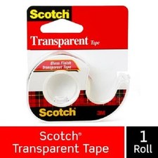 Scotch 174 Transparent Tape With Plastic Dispenser, 1/2" X 1000", Gloss Finish