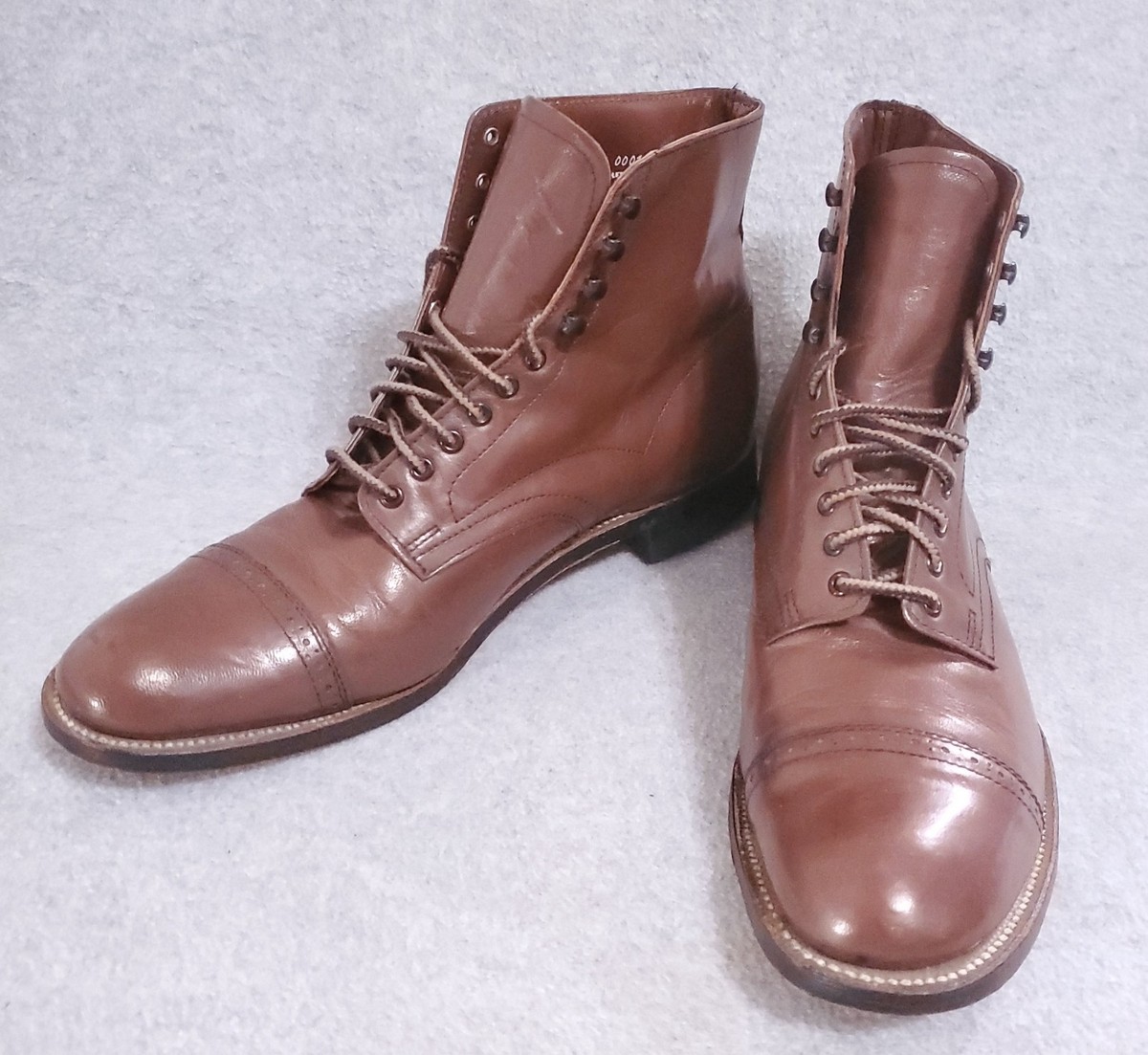 STACY ADAMS MENS MADISON CAP TOE ANKLE BOOT LACE BROWN 7.5 D 