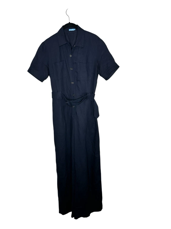 Mono para mujer J McLaughlin Eilidh mezcla de lino 4 cinturones pierna ancha azul de lujo Foto 3 de 4