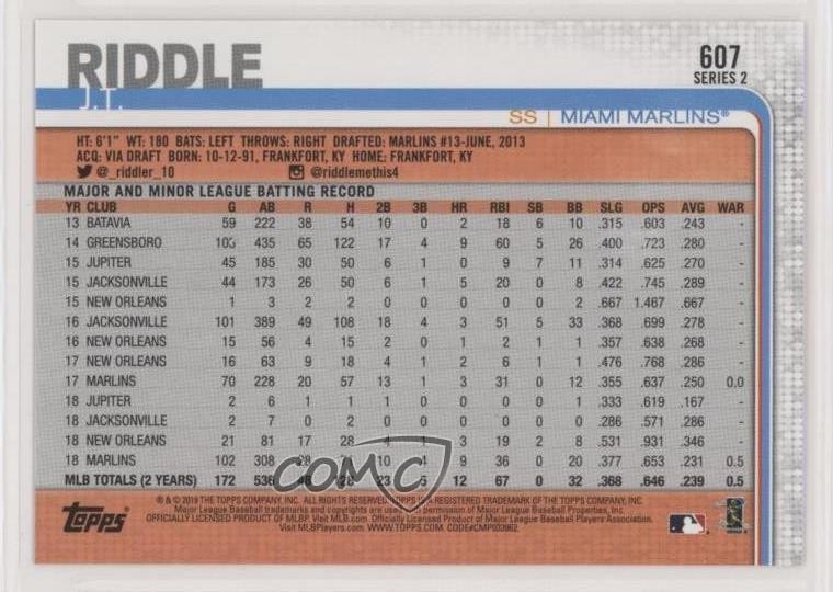 2019 Topps Factory Set 582 Montgomery Club JT Riddle #607 1e7 | eBay