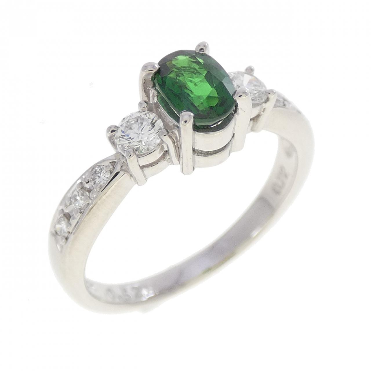 Authentic PT900 Green Garnet Ring 0.52CT #230-000-452-4396