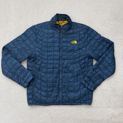 The North Face Thermoball Jacket Men Medium Blue Quilted Puffer Full Zip