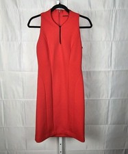 NWT Elie Tahari Dress Red Split Neck Zip Back Sleeveless fitted Career Size 4