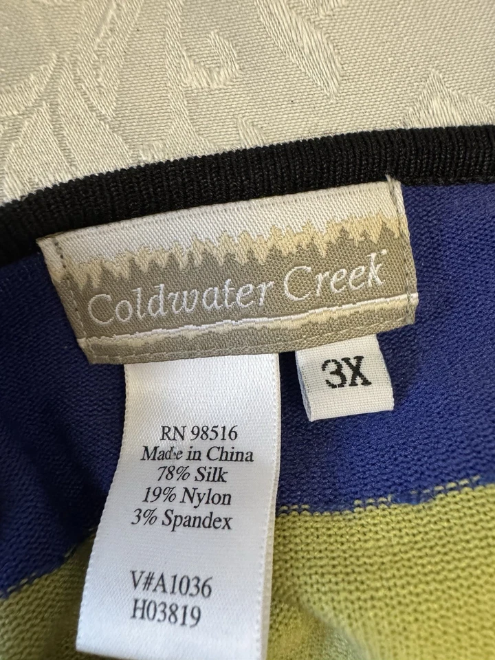 Coldwater Creek Plus 3X Silk Blend Striped Sequin Cardigan Sweater Purple Red - Image 4 of 4