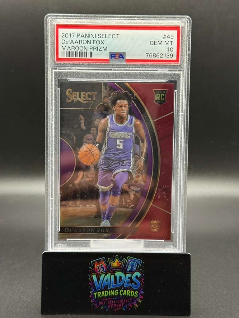 De’Aaron Fox 2017 Panini Select Red Prizm RC /199 #49 PSA 10 GEM MINT