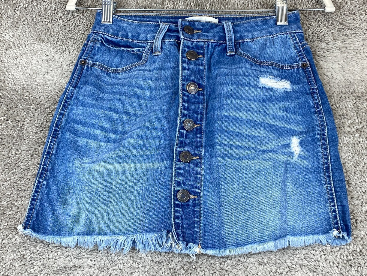 Mudd FLX Stretch Button Front Denim Jean Mini Ski… - image 1