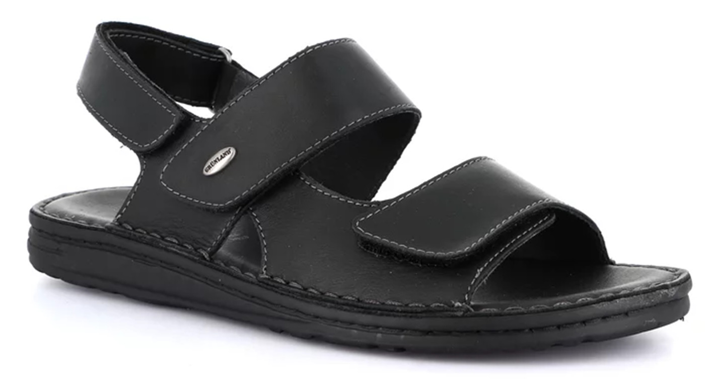 GRUNLAND SA1954-80 LAPO SANDALS SHOES MEN TRIPLE TEAR FAUX LEATHER BLACK 20490₽