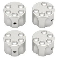 4Pcs Bullet Wheel Shape Aluminum Guitar Knobs Electronic Control Pot Cap Silver