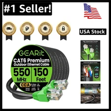 High-Speed Cat 6 Ethernet Cable 150ft - UV-Resistant, Direct Burial, 10 Gbps