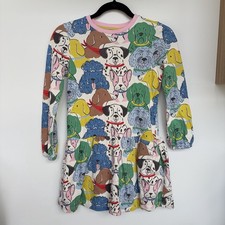 Mini Boden Long Sleeve Fun Jersey Dress- Multi Oatmeal Rainbow Pets Size 9 - 10