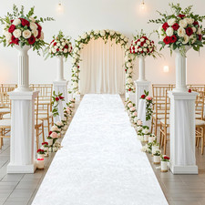 White Wedding Aisle Runner 5Ftx15Ft Velvet Weddings Runner Aisle Carpet Runners