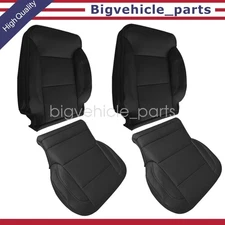 Driver Passenger Bottom Top Black Leather Seat Cover For 2015-19 Silverado 2500