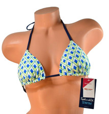 Ladies Spledid Reversible Blue/Yellow Blue/ White Bikini Top Size XS NWT