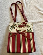 Longaberger Christmas Holiday Gift Bag Fabric 10x7 with Straps New In Bag