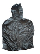 Nike Running Windbreaker Jacket Mens Large Black Hooded Full Zip Lightweight