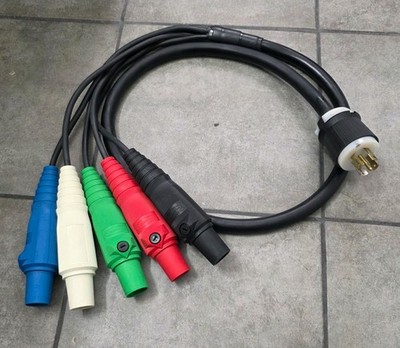 Hubbell L21-30 Male To 5 Camlock Female Breakout Cable Adapter 600V New