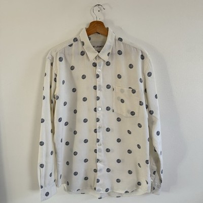 Our Legacy Hemd Herren Medium 48 weiß blau Knopfleiste Wollmischung