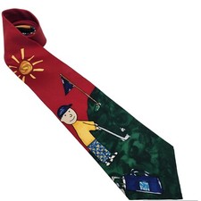 Save The Children Golf Tie Golfer Dad Tie Necktie 57" Made In USA EUC