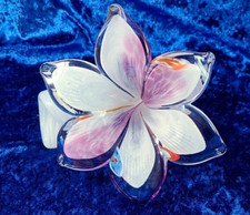 Art Glass Hand Blown Lily Flower with Curled Stem