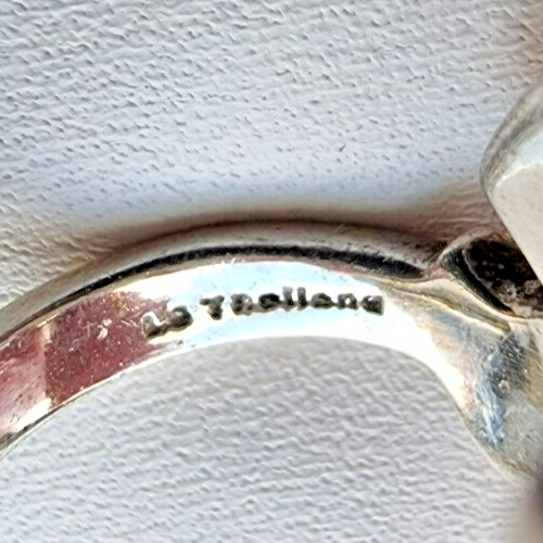 LS TROLLAND VINTAGE 925 STERLING SILVER MULTICOLOR ABALONE RING SIZE 5 - Foto 12 di 12