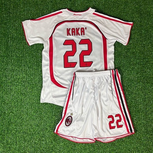 Kids Kaka 22 Milan 2007 Kit Jersey, Shorts Vintage Away Football Final CL AC