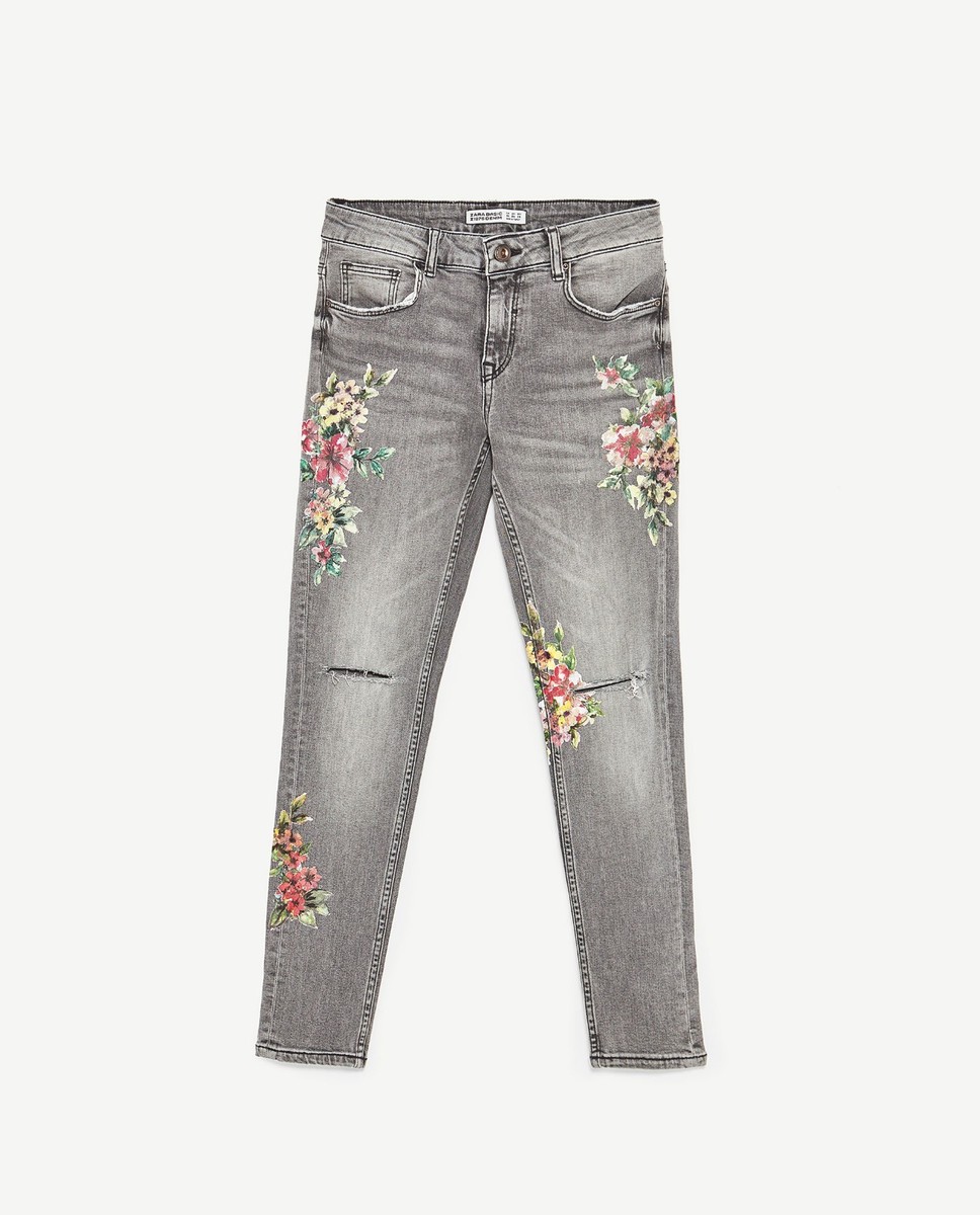新品未使用　ZARA the inside out denim pants ANIMAL PRINT STAR WIDE LEG JEANS - Gray | ZARA Mexico