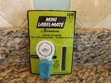 Vintage Dennison MINI LABEL-MATE MINIATURE TAPE EMBOSSER (TEAL/BLUE)