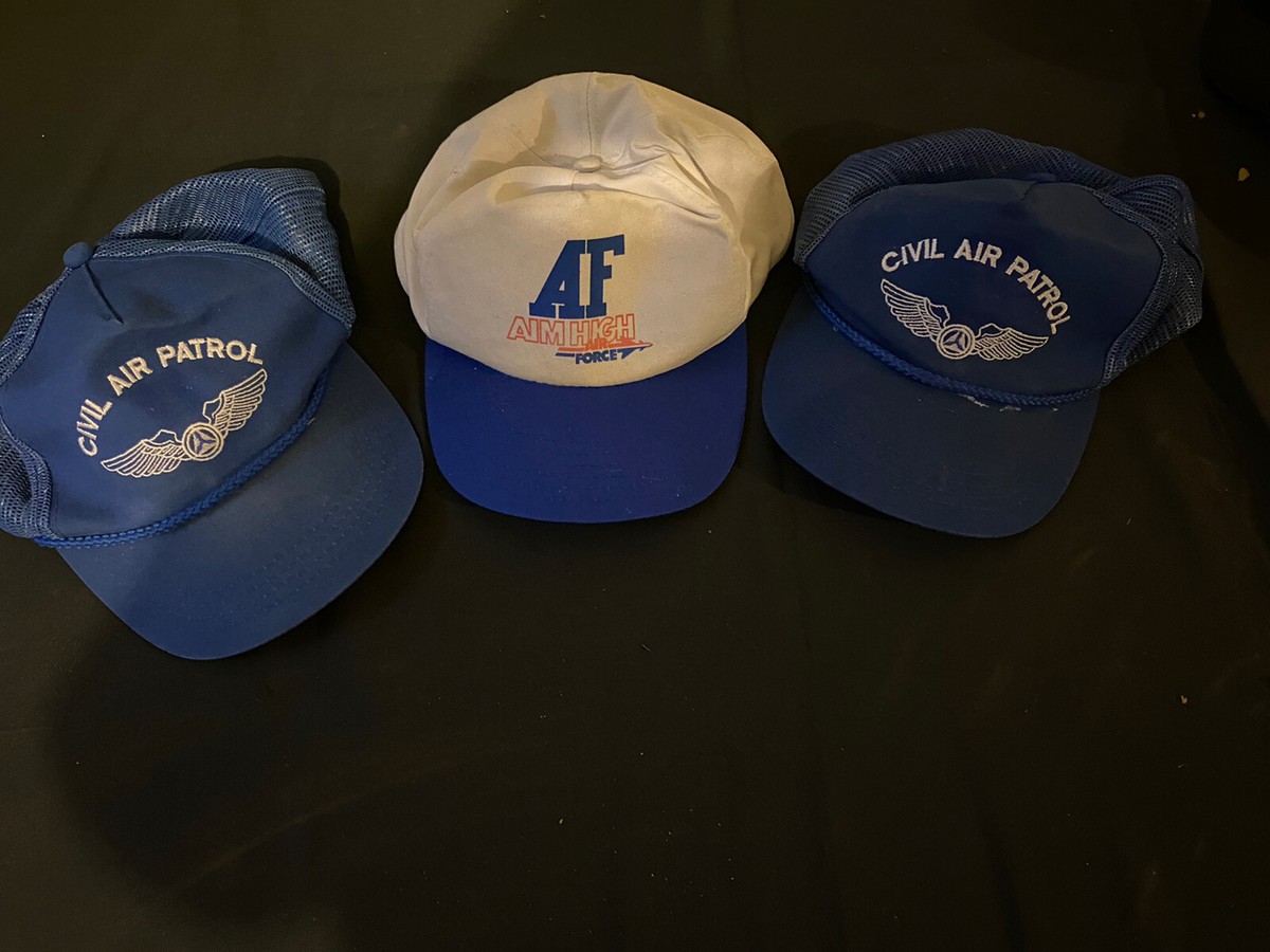 Vintage Civil Air Patrol US Air Force Snapback Hat Cap Blue Trucker Mesh Lot