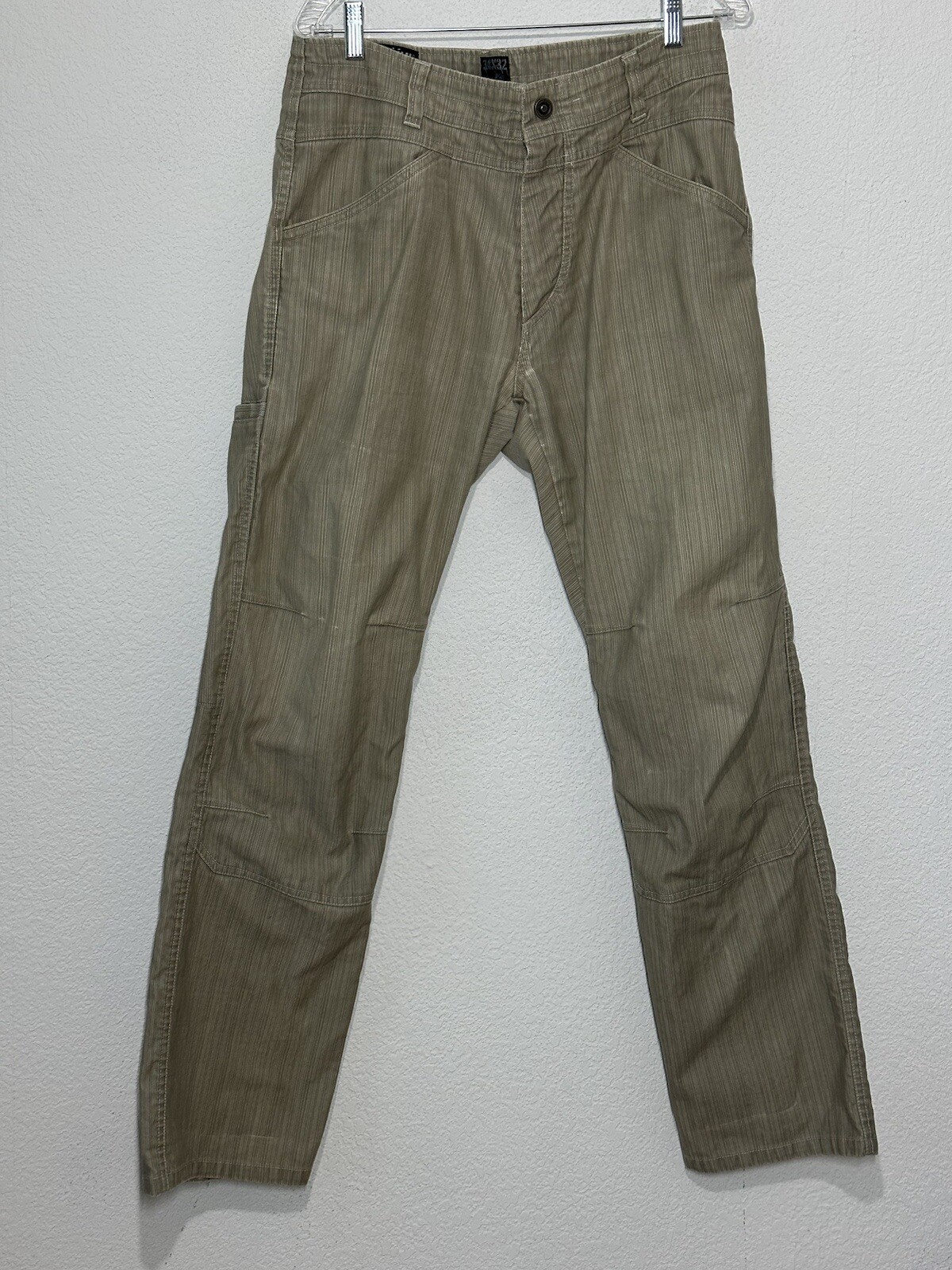 Kuhl Mens Crag Series Canvas Khaki Hiking Pants 34x32 Outdoor Adventure Pockets