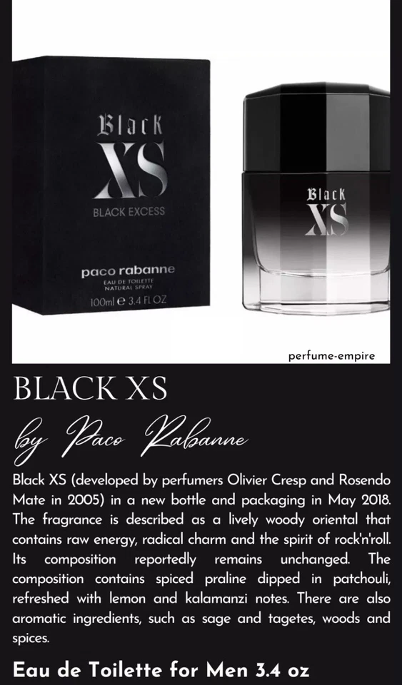 Black XS by Paco Rabanne colonia para hombre EDT 100 ml 3,4 oz nuevo en caja nuevo en caja Foto 2 de 4