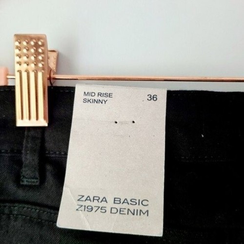 NWT Zara Black Striped Skinny Military Ankle Jeans Size 36 EU / 4 US, MSRP $89 - Picture 8 of 9