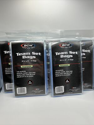 BCW Resealable Team Set Bags 5 Packs of 100 Sleeves Holds Up to 35 Cards   