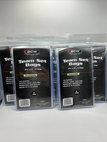 BCW Resealable Team Set Bags 5 Packs of 100 Sleeves Holds Up to 35 Cards