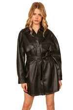 Zara Belted Faux Leather Shirt Dress 7901/212