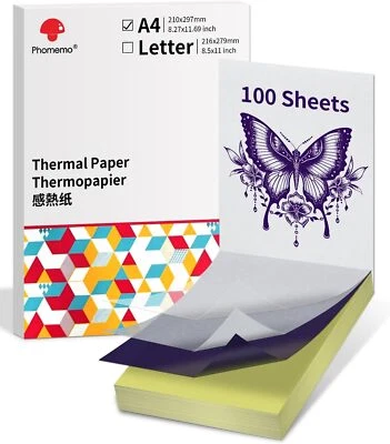 100 Blatt Tattoo Transferpapier - A4 Thermo-Schablonenpapier für Phomemo M08F