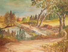 Vintage impressionist oil painting landscape