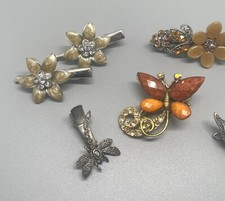 Six Flower Rhinestone Dragon Fly Star Butterfly Hair Clips