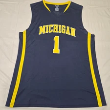 Pro Edge University of Michigan Navy Blue & Yellow #1 Basketball Jersey U of M